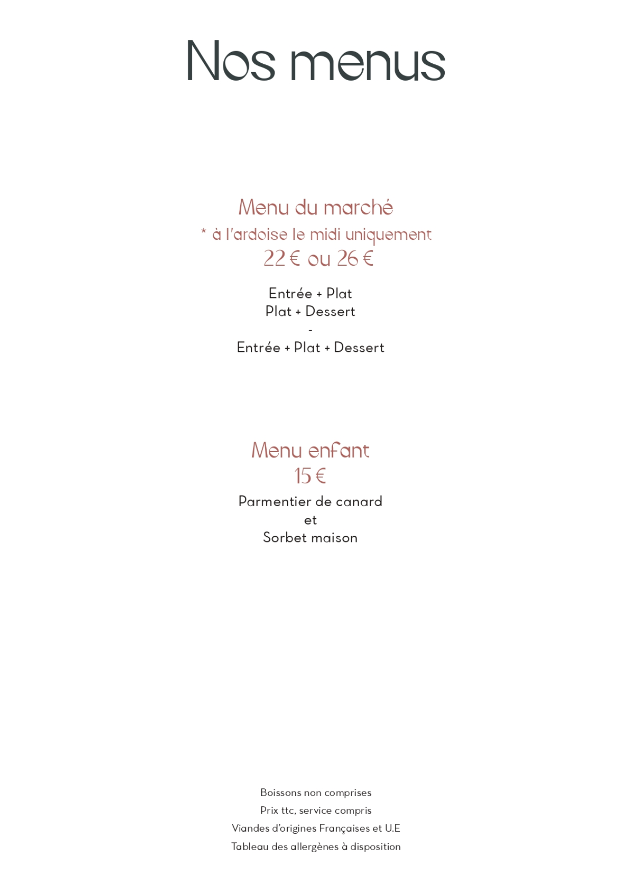 Menu printemps